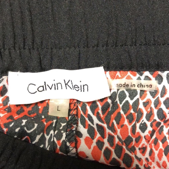 CALVIN KLEIN Snake Print Tuxedo Stripe Cropped Pants Orange Black Lightweight L - Picture 5 of 9